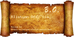 Blistyan Ofélia névjegykártya
